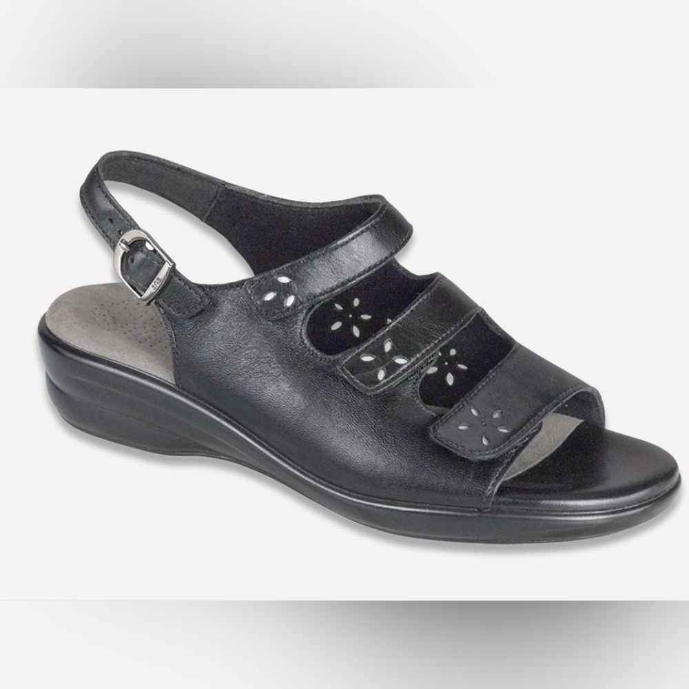 Sas Quatro Slingback Sandals Black 8.5 N Women's